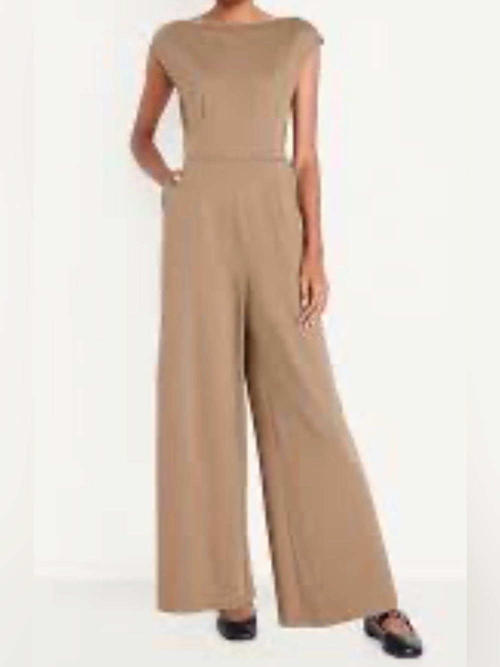 Old Navy Wide-Leg Sleeveless Jumpsuit in Tan